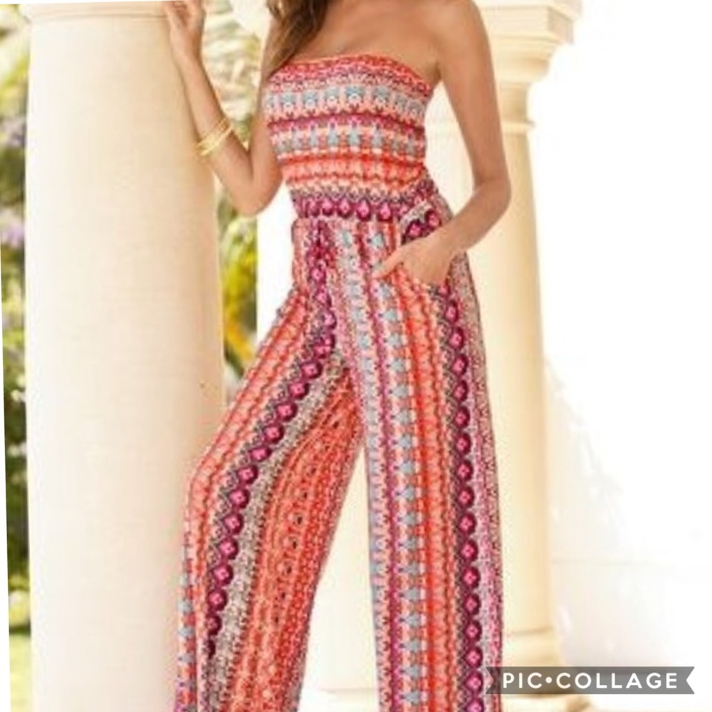 Boston Proper striped Ikat sleeveless jumpsuit